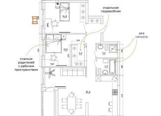 3-комнатная квартира на продажу, 88 м2, Кемеровская область, жилой комплекс Парковый, 6