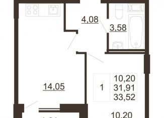Продажа 1-комнатной квартиры, 33.5 м2, Ленинградская область