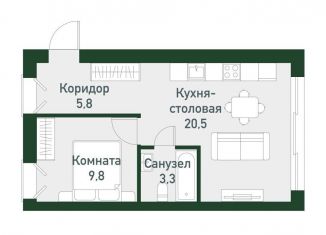 Продается двухкомнатная квартира, 42.9 м2, Челябинская область, Спортивная улица, 20