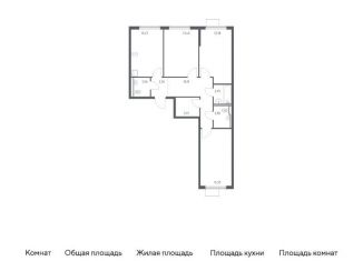 Трехкомнатная квартира на продажу, 78.5 м2, Московская область, жилой комплекс Горки Парк, 6.1