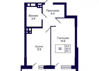 Продается однокомнатная квартира, 39.1 м2, Новосибирск, улица Коминтерна, 1с, метро Золотая Нива