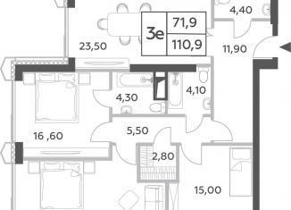 4-комнатная квартира на продажу, 110.9 м2, Москва, проспект Генерала Дорохова, вл1к1, метро Ломоносовский проспект