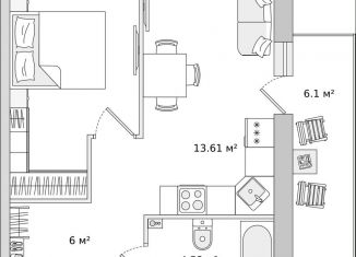 Продажа 1-комнатной квартиры, 41.3 м2, поселок Бугры