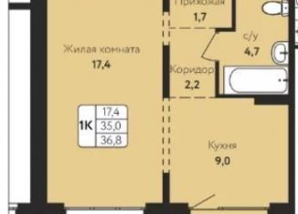 Продам 1-ком. квартиру, 36.8 м2, Барнаул, улица Солнечная Поляна, 69, Индустриальный район