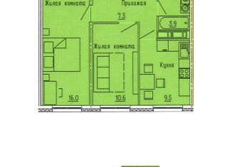 Продам двухкомнатную квартиру, 48 м2, Пензенская область, жилой комплекс Лугометрия, с15