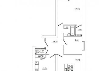 Продается 3-ком. квартира, 82.9 м2, деревня Новосельцы, Юбилейная улица, 17