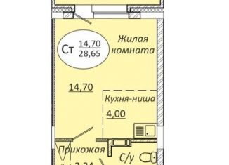 Квартира на продажу студия, 28.7 м2, Новосибирск, 2-я Воинская улица, 51, метро Золотая Нива