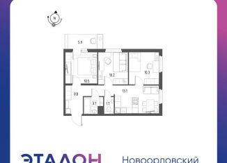 Продам 3-комнатную квартиру, 59.5 м2, Санкт-Петербург, муниципальный округ Коломяги