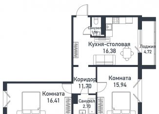 Продам 2-комнатную квартиру, 64.6 м2, посёлок Пригородный