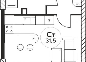 Квартира на продажу студия, 30 м2, Ростов-на-Дону, Ашхабадский переулок, 2/46, ЖК Ленина, 46