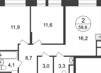 Продаю 2-комнатную квартиру, 58.8 м2, Москва, 11-я фаза, к3