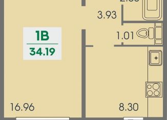 1-комнатная квартира на продажу, 34.2 м2, Чебоксары, проспект Геннадия Айги, поз25, Ленинский район