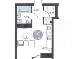 Продам квартиру студию, 28 м2, Новосибирск, 1-я Чулымская улица, с18, ЖК Ясный Берег