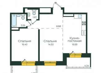 3-комнатная квартира на продажу, 70.4 м2, Иркутск, улица Пискунова, 132, ЖК Семья