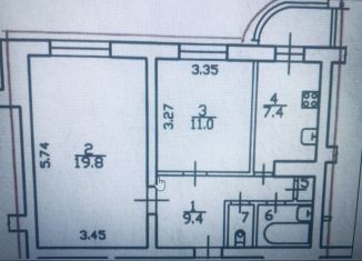 Двухкомнатная квартира на продажу, 51.6 м2, Санкт-Петербург, улица Кораблестроителей, 29к4, муниципальный округ Остров Декабристов