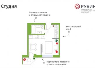 Продажа 1-ком. квартиры, 25.5 м2, Архангельск, проспект Ломоносова, 98, ЖК Рубин