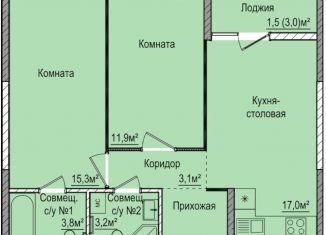 Продается 2-комнатная квартира, 57.7 м2, Удмуртия