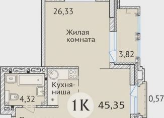 Продажа 1-комнатной квартиры, 45.6 м2, Новосибирск, улица Дуси Ковальчук, 248/1