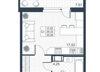 Продается квартира студия, 30.1 м2, Коммунар, ЖК Ново-Антропшино