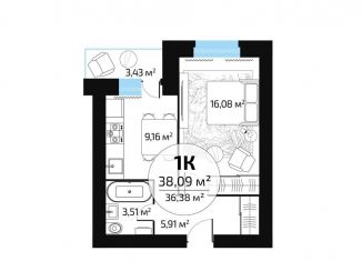 Продаю 1-ком. квартиру, 36.4 м2, Самара, Красноглинский район