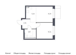Однокомнатная квартира на продажу, 34.6 м2, деревня Мисайлово