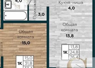 Продам 1-ком. квартиру, 26.4 м2, Новосибирск, ЖК Галактика