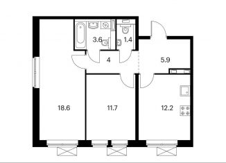 Продам 2-ком. квартиру, 57.4 м2, Москва, квартал № 100, 1к2, станция Павшино