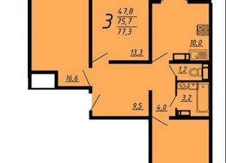 Трехкомнатная квартира на продажу, 77 м2, Воронеж, ЖК Лазурный, улица Маршала Одинцова, 25Б/33