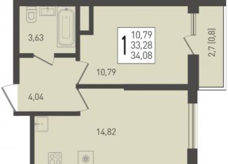 Продаю 1-комнатную квартиру, 34.1 м2, Краснодарский край