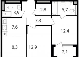 Продажа двухкомнатной квартиры, 63 м2, Москва, жилой комплекс Петровский Парк 2, к1, Савёловский район
