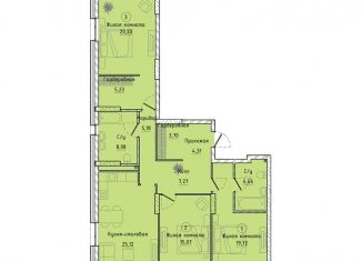 3-комнатная квартира на продажу, 121.9 м2, Екатеринбург, Машинная улица, 1В/2, ЖК Клевер Парк