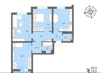 Продается 3-комнатная квартира, 78 м2, хутор Ветряк, Выборская улица, 14