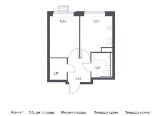 Продажа 1-комнатной квартиры, 32.1 м2, Московская область, жилой комплекс Прибрежный Парк, 9.1