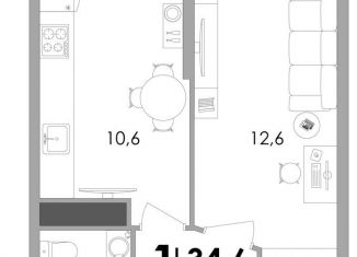 1-комнатная квартира на продажу, 34.6 м2, Тверь, ЖК Южный