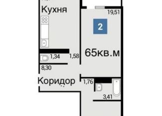 Продам двухкомнатную квартиру, 64 м2, Анапа, улица Адмирала Пустошкина, 14, ЖК Горгиппия Морская