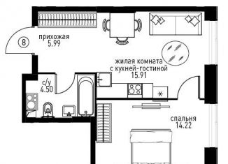2-комнатная квартира на продажу, 39.4 м2, Москва, Мичуринский проспект, вл45, метро Проспект Вернадского