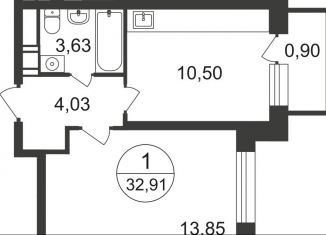 1-комнатная квартира на продажу, 32.9 м2, Люберцы, жилой комплекс Люберцы 2020, к66, ЖК Люберцы 2020