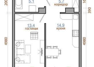 1-ком. квартира на продажу, 43.8 м2, рабочий поселок Маркова, жилой комплекс Ботаника, 8, ЖК Ботаника