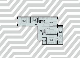 Продажа 3-комнатной квартиры, 73.5 м2, Волгоград, ЖК Парк Европейский