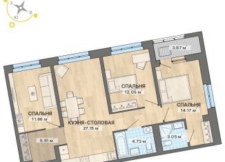 Трехкомнатная квартира на продажу, 82.2 м2, Екатеринбург, ЖК Нова парк