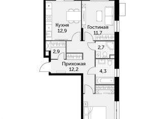 Продаю двухкомнатную квартиру, 62.7 м2, деревня Бородино, Малая Бородинская улица, 1к7