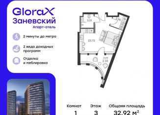 Квартира на продажу студия, 32.9 м2, Санкт-Петербург, метро Новочеркасская