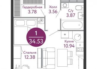 Продается квартира студия, 34.7 м2, поселение Десёновское, жилой комплекс Рашен Дизайн Дистрикт, к2А, ЖК Рашен Дизайн Дистрикт