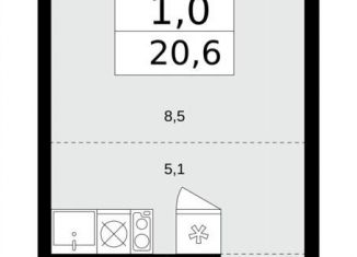 Продается квартира студия, 20.6 м2, поселение Сосенское, ЖК Прокшино