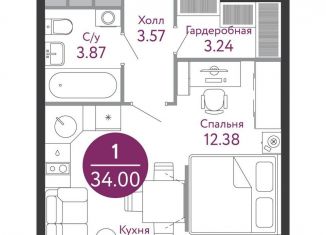 Продается квартира студия, 34.1 м2, поселение Десёновское, жилой комплекс Рашен Дизайн Дистрикт, к2А, ЖК Рашен Дизайн Дистрикт