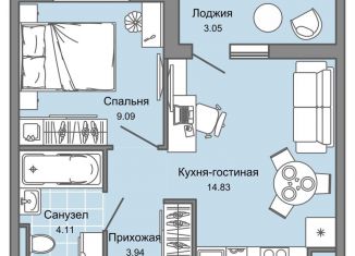 2-комнатная квартира на продажу, 34 м2, Ульяновская область, жилой комплекс Светлые кварталы, 2