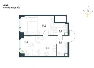 Двухкомнатная квартира на продажу, 39.9 м2, Москва, метро Раменки, жилой комплекс Левел Мичуринский, к1