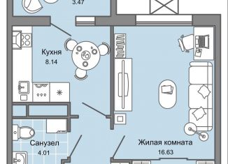 Продаю однокомнатную квартиру, 34 м2, Ульяновск, жилой комплекс Улла, 2