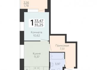 Продается однокомнатная квартира, 35.3 м2, Воронеж