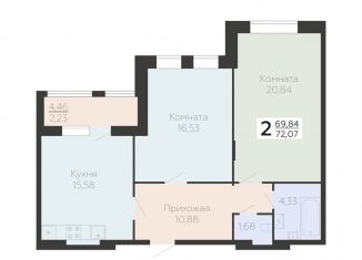 Продам двухкомнатную квартиру, 72.1 м2, Воронежская область